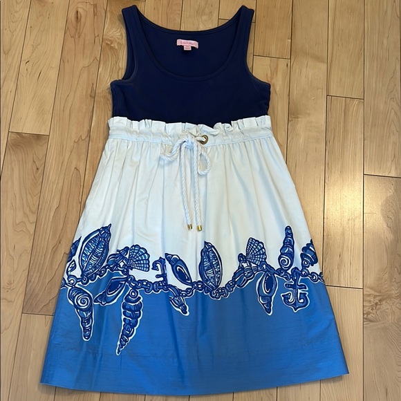 Lilly Pulitzer Dresses & Skirts - Lilly Pulitzer Embellished White and Blue Casual Sundress